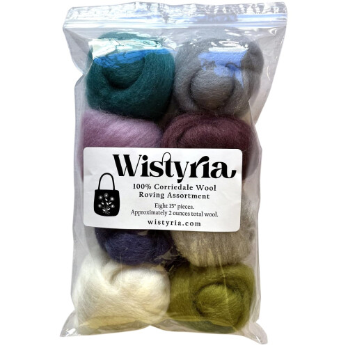 Wistyria Editions Wool Roving 12"""" 0,25 oz 8/Pkg-Tranquility