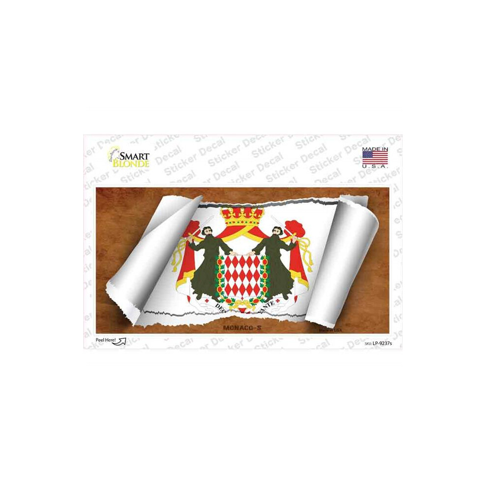 Smart Blonde Lp-9237S-M Monaco Flag Scroll 1 Novelty Sticker Decal - Medium 792636462061