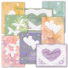 Huidige Deluxe jubileumwenskaartenset met reli? - Voordeelpakket van 16 kaarten met witte enveloppen 8 ontwerpen Groot assortiment van 5"" x 7""""