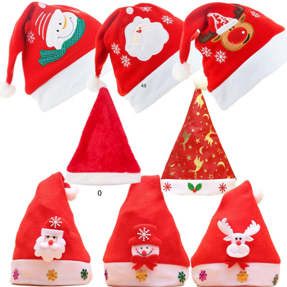 Yamula Lot De 8 Chapeaux De No L Pour Enfants Et Adultes En Tissu Non Tiss Pleuche Nouveaux Chapeaux Pour F Tes Et Loisirs Rouge-image