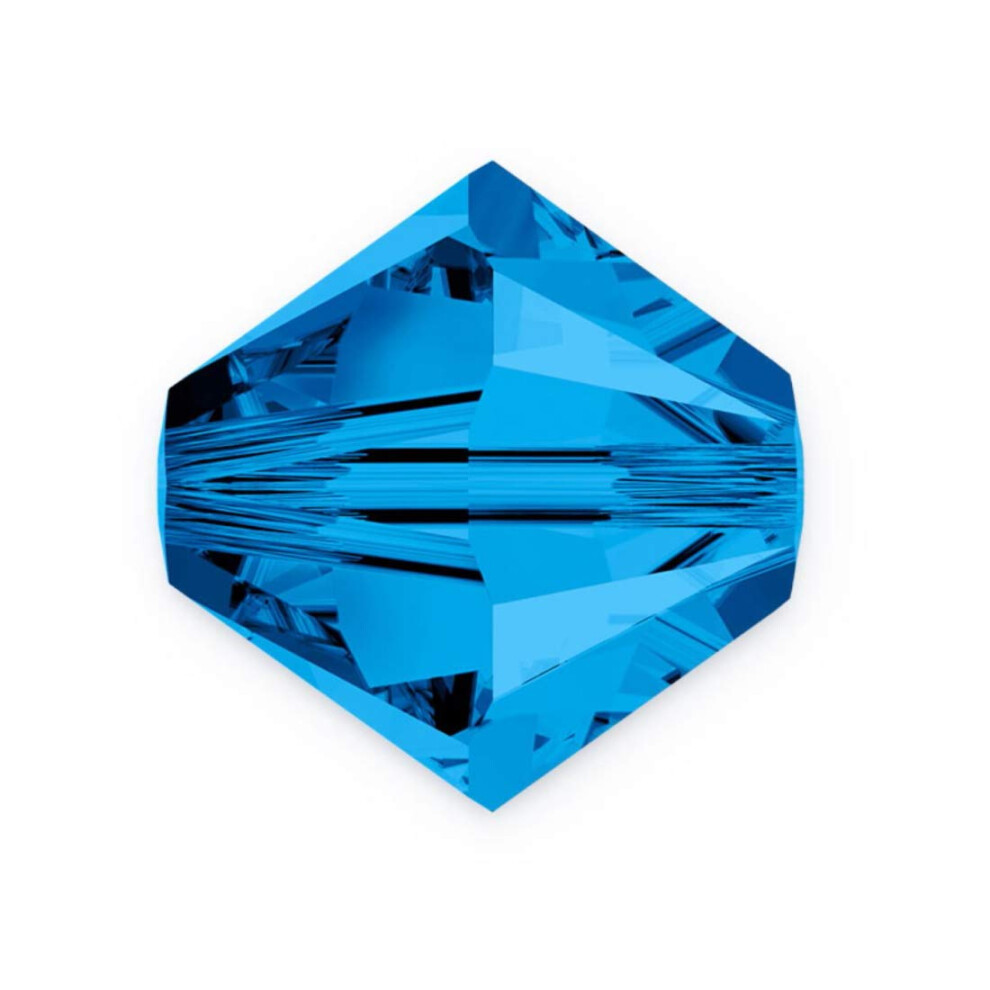 Lot de 50 perles bic   nes     facettes Preciosa authentiques de 6 mm, bleu Capri, compatibles avec Swarovski 5301/5328, pour la fabrication de bijou