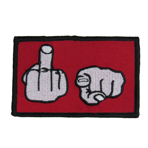 Kool Collectibles Middle Finger F U Iron On Patch - 1 Piece - Rectangular - Red - Minimalist Text - Rebellion