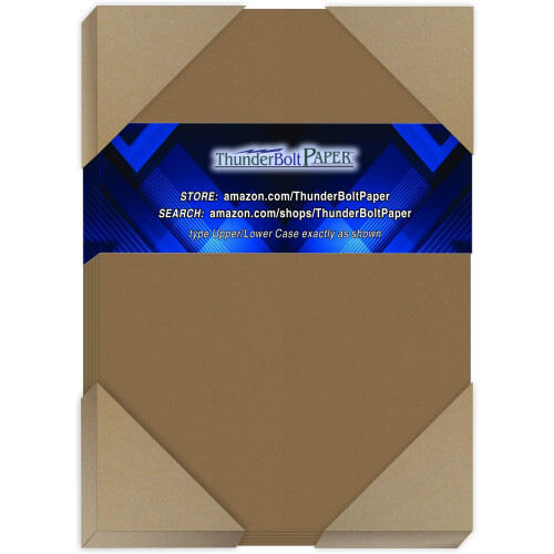 50 Folhas de Papel Colorido Kraft Marrom - 5.5 X 8.5 Polegadas | Tamanho Statement - 80 lb/Peso