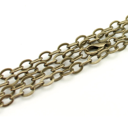 Colares de Cadeia de Cabos CleverDelights 5x7mm - Cor Bronze Antigo - Pacote de 5 - 24 Polegadas