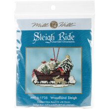 Woodland Sleigh Beaded Cross Stitch Kit Mill Hill Charmed Ornaments 2017 Sleigh Ride MH161735