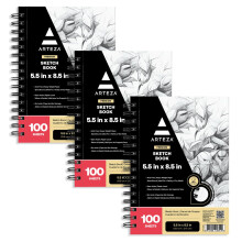ARTEZA Spiraalschetsboek 5,5x8,5 tekenblok 3 stuks 200 vellen schetsblokken voor tekenen voor volwassenen en tieners