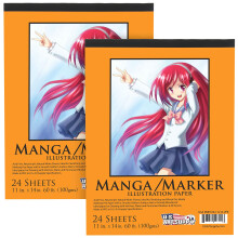 U.S. Art Supply (paket med 2 dynor) - 11"""" x 14"""" Premium Manga-Marker Paper Pad 60 Pound (100gsm) Pad med 24-ark