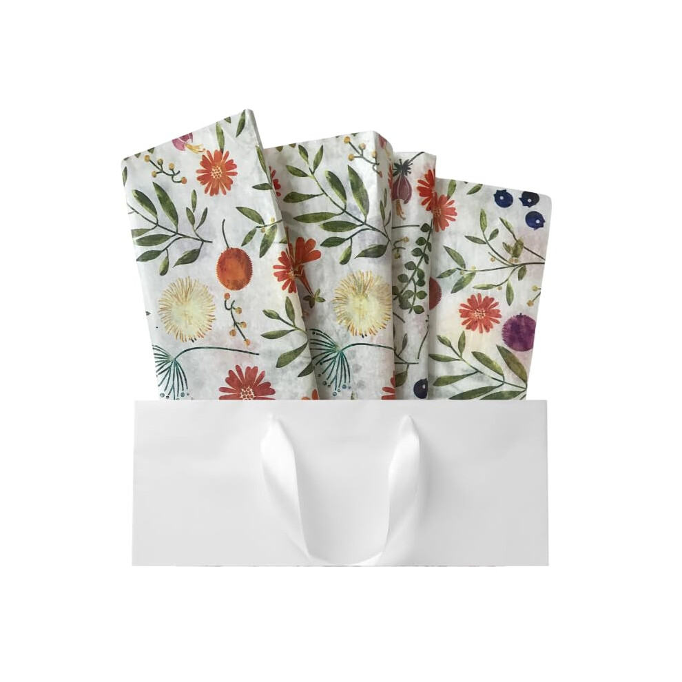 Kolekcja Rustykalna Pearl Pretty Wildflowers Drukowane Tkanki Do Pakowania Prezentw Z Kwiatowym Projektem Dekoracyjnym Bibuly - 24 Duze Arkusze-image