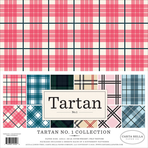 Kit de Coleção Tartan no.1 da Carta Bella Paper Company, 12-x-12 polegadas