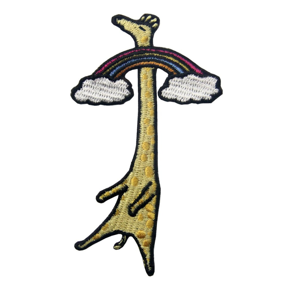 Giraf Te Groot Om Te Raken In De Regenboog Grappige Biker Patch Geborduurde Applicatie Strijk Op Naai Op Embleem-image