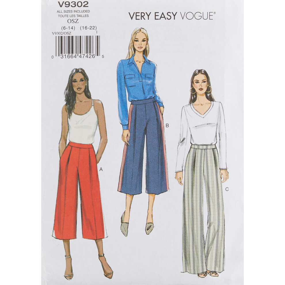 Patrons de pantalons pour femme Vogue dans une enveloppe rouge