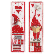 Vervaco Cross Stitch Bookmark Kit (Set of 2) Christmas Gnomes 2.4"""" x 8""""