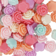 Chenkou Craft Random 100pcs Assorted of Color 14mm Rose Flower Resin Flat Back Flatbacks Loose Beads Kid's Bow DIY Craft (14mm)