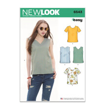 New Look Misses' Enkla Toppar Sy Mönster, Design V1772, Storlekar 10-12-14-16-18-20-22, Flerfärgad