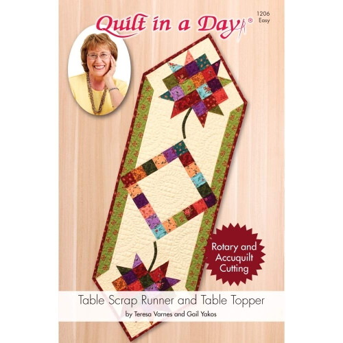 Table Scrap Runner and Table Topper Quilt Pattern by Quilt in a Day