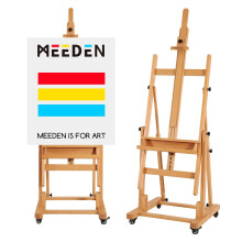 MEEDEN Extra Large Heavy-Duty H-Frame Studio Easel - Solid Beech Wooden Artist Professional Easel Painting Art Easel Stand with 4 Premium Locking Si