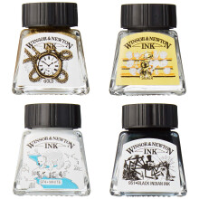 Coffret d'encres     dessin Winsor & Newton Collection, lot de 4, tons m   tallis   s noir et blanc