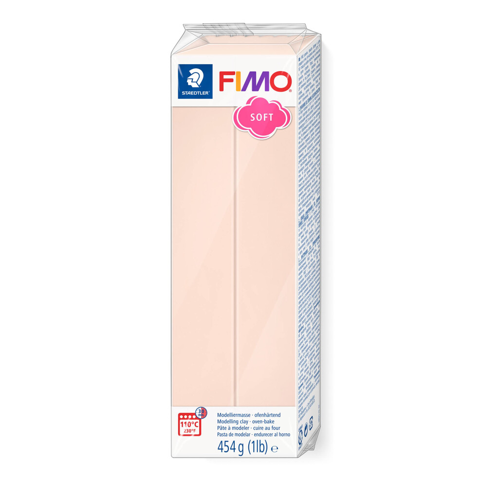 STAEDTLER FIMO Soft Polymer Clay - -Oven Bake Clay for Modeling  Kids  Jewelry  Sculpting  1 lb Block  Light Flesh 8021-43  454 (8021-1LB-43)