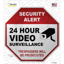 Smart Blonde BS-468s-M Security Alert 24 Hour Video Novelty Octagon Sticker Decal - Medium