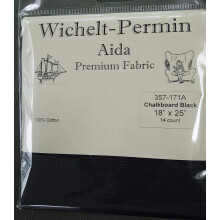 Wichelt Permin Premium AIDA-Kreuzstichstoff, 14-f   dig, Kreidetafel, Schwarz, 45,7 x 63,5 cm