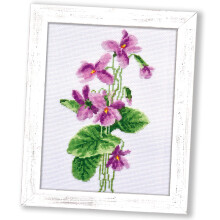 Povitrulya DIY handborduurpakket Viooltjes met lila bloemenpatroon voor wanddecoratie | Handgemaakt cadeau voor een afstudeerjubileum of pensioen