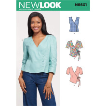 Novo Look Padrão N6601 Tops Femininos, Vários, Branco