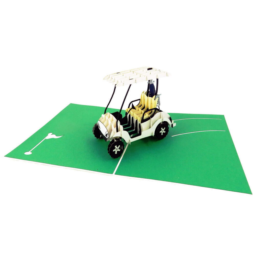 POP CARD EXPRESS Golf Cart 3D Pop Up Greeting Card - Retirement Card  Happy Birthday Card  Fathers Day Card  Golf Gifts for Men  Golf lovers  Golfer F