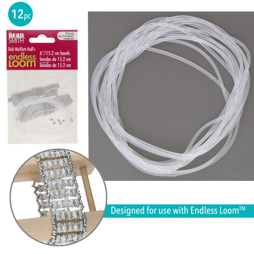 Bandas de Loom Infinito de Deb Moffett-Hall, 6 Polegadas, Pacote com 12 Peças, Cor Transparente 1