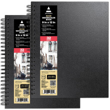 ARTEZA aquarel schetsboek 2-pack 64 pagina's elk 9 x 12 inch zwart hardcover 140-pond spiraalgebonden papier