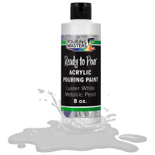 Pouring Masters Luster Branco Pérola Metálica Tinta Acrílica Pronta para Usar - Premium 8 Onças