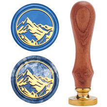 Craspire Mountain Wax Seal Stamp Mountain Sealing Stamps Heads 25mm Retro Fjernbart messinghoved med træhåndtag til invitationer Bryllup Konvolut