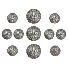Bezelry Fleur De LYS kuplede metalskaftknapper. Blazer knaps?t. 3 stk 25 mm 8 stk 18 mm (gr? s?lv)