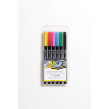 Lyra Aqua Brush Duo Brush Markers - Set of 6 Water-Based Brush Pens for Artists of All Ages - Dual Tip Markers for Fine Details and Wide Strokes - Du