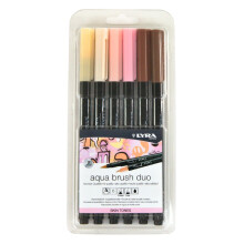 Lyra Aqua Brush Duo -sivellintussit - 6 vesipohjaisen sivellinkyn n setti kaikenik isille taiteilijoille - kaksik rkiset tussit hienoihin yksityi
