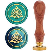 Craspire Celtic Knot Wax Seal Stamp Celtic Knot Sealing Wax Stamps Heart 25mm Fjernbart messinghovedforseglingsstempel med træhåndtag til bryllup