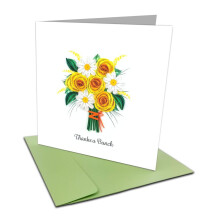 ""Thanks a Bunch"" Quilling wenskaart 6x6"" met envelop. Voor elke gelegenheid. Blanco van binnen. Handgemaakt. Geschikt om in te lijsten.