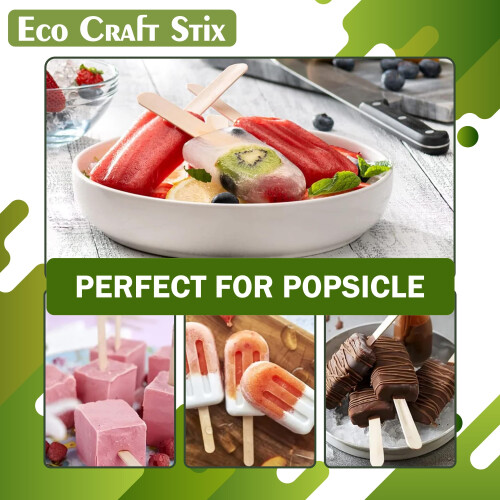 Ξύλινα ξυλάκια παγωτού Eco Craft Stix 4-1/2" - Συσκευασία των 200 τεμαχίων 1