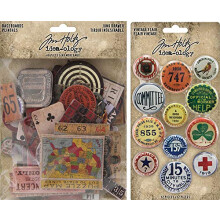 Tim Holtz Idea-Ology 2020 Baseboards e Adornos Metálicos Vintage - Pacote de 2 Itens
