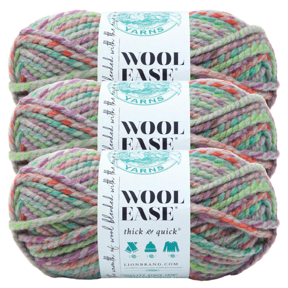 Lion Brand Yarn Wool-Ease Thick & Quick Yarn  Soft and Bulky Yarn for Knitting  Crocheting  and Crafting  3 Pack  Eden
