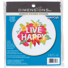 Dimensions 72-76107 Live Happy Needlepoint-Stickset mit 6""-Bambusrahmen