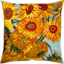 Brvsk Blumenstickerei-Set f   r Erwachsene und Anf   nger     Sonnenblumen von Vincent Van Gogh, 40,6     40,6 cm, mit transparentem