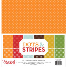 Echo Park Paper Company Dots & Stripes Herbstkollektion, Set, Rot, Gr n, Orange, Gelb, Braun, Blaugr n, 30,5 x 30,5 cm