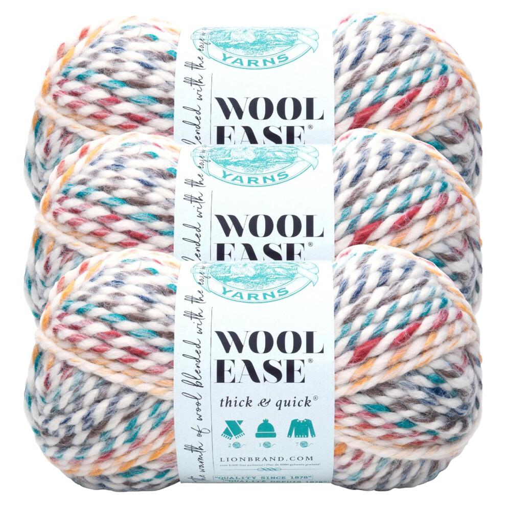 Lion Brand Yarn Wool-Ease Thick & Quick Yarn  Soft and Bulky Yarn for Knitting  Crocheting  and Crafting  3 Pack  Hudson Bay