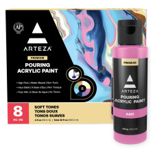 Ensemble de peinture acrylique coulante ARTEZA 8 couleurs pastel 113 ml Peinture à haut débit Aucun mélange nécessaire Fournitures d'art pour toi