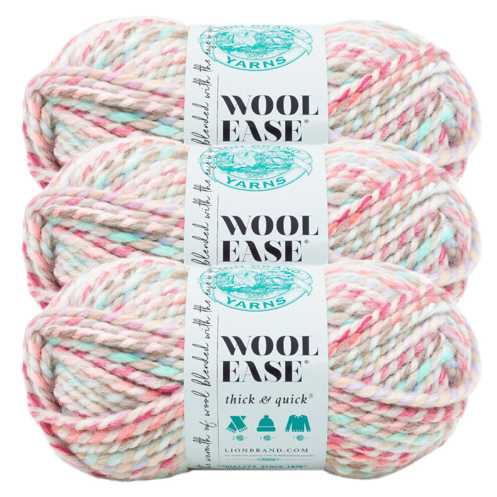 Lion Brand Yarn Wool-Ease Thick & Quick Yarn  Soft and Bulky Yarn for Knitting  Crocheting  and Crafting  3 Pack  Carousel