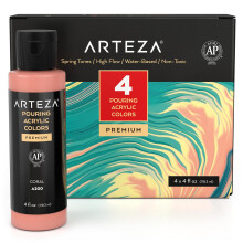 ARTEZA akryl hllfrgsset 4 vrfrger 4 oz flaskor hgfldesfrg Ingen blandning behvs Konsttillbehr fr canvas glaspapper trplattor och stena
