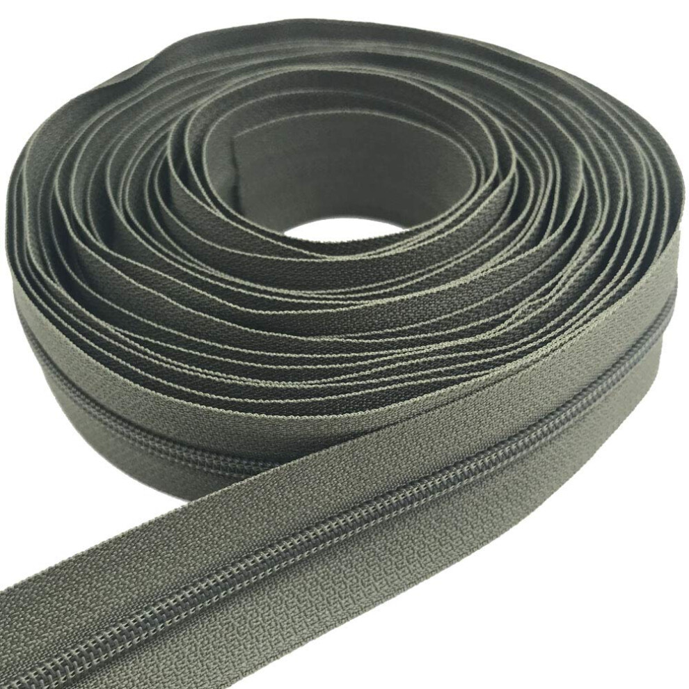 Fermetures éClair En Nylon à Spirale, 10 MèTres, N 3, Avec 15 Curseurs à Verrouillage Automatique Et 10 Tirettes ArgentéEs Pour Couture Et Trava-image