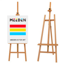 MEEDEN Large Basic Studio Easel: Hold Canvas up to 50'' Solid Beech Wood Artist Easel - Adjustable Height and Working Angles A-Frame Floor Painting E