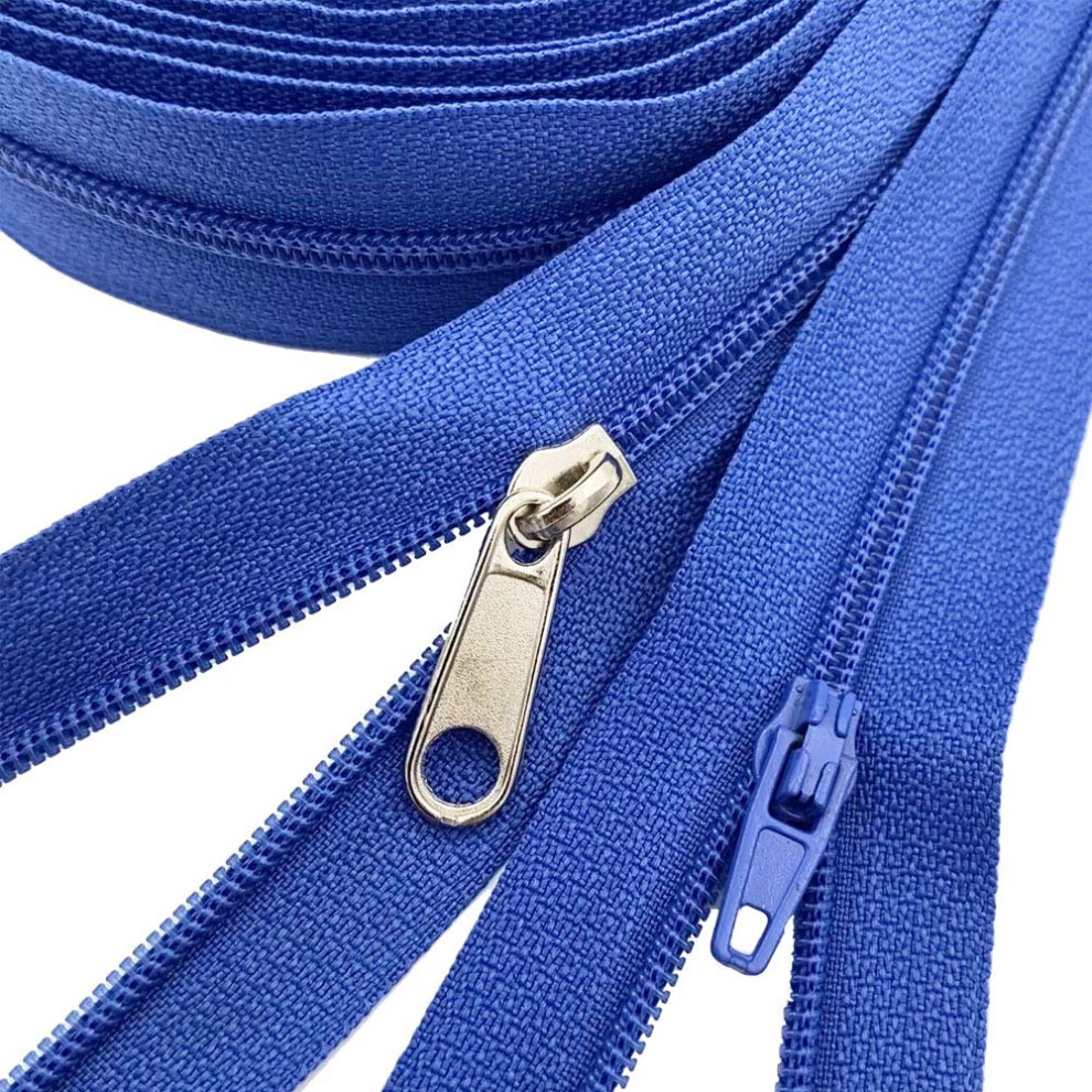 Fermetures éClair En Nylon à Spirale, 10 MèTres, N 3, Avec 15 Curseurs à Verrouillage Automatique Et 10 Tirettes ArgentéEs Pour Couture Et Trava-image