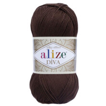 Alize Diva Silk Effect 100% microvezel acryl garen 1 bol strengen 100gr 383yds Kleur (26 - bruin)
